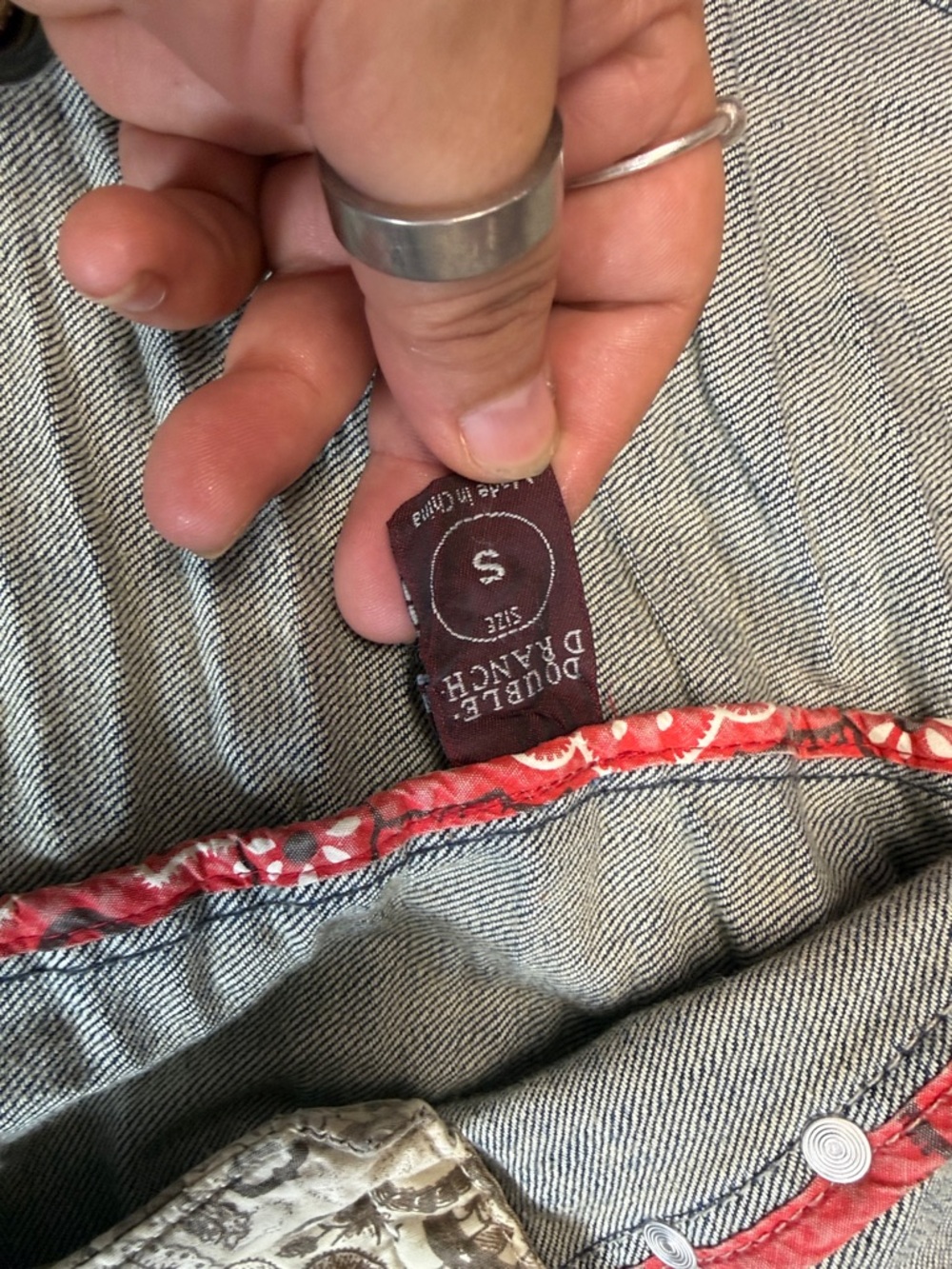 Double Ranch Embroidered Denim Vest with Red Bandana Accents Women's size small - Picture 4 of 10